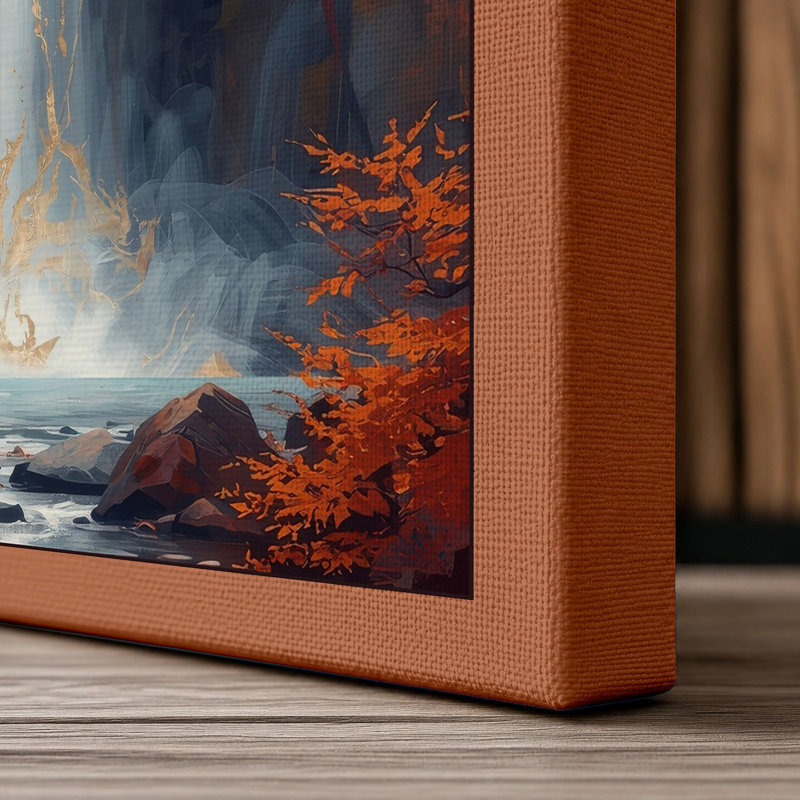 Canyon Cascade Rustic - Wrapped Canvas, 36x24 - 91.4 x 61.0 cm, Terracotta Border