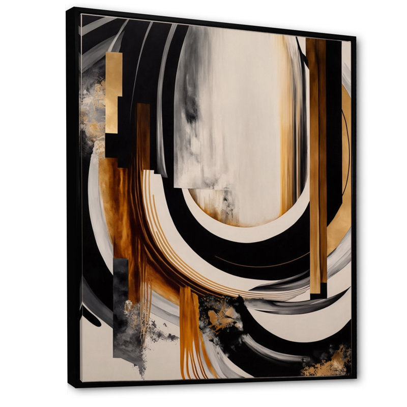 «Gold Touch Art Deco IV», art mural moderne sur toile, L 24 po x H 32 po, Toile avec cadre flottant noir