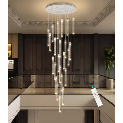 Lustre moderne 23 lumières à DEL en cristal chromé