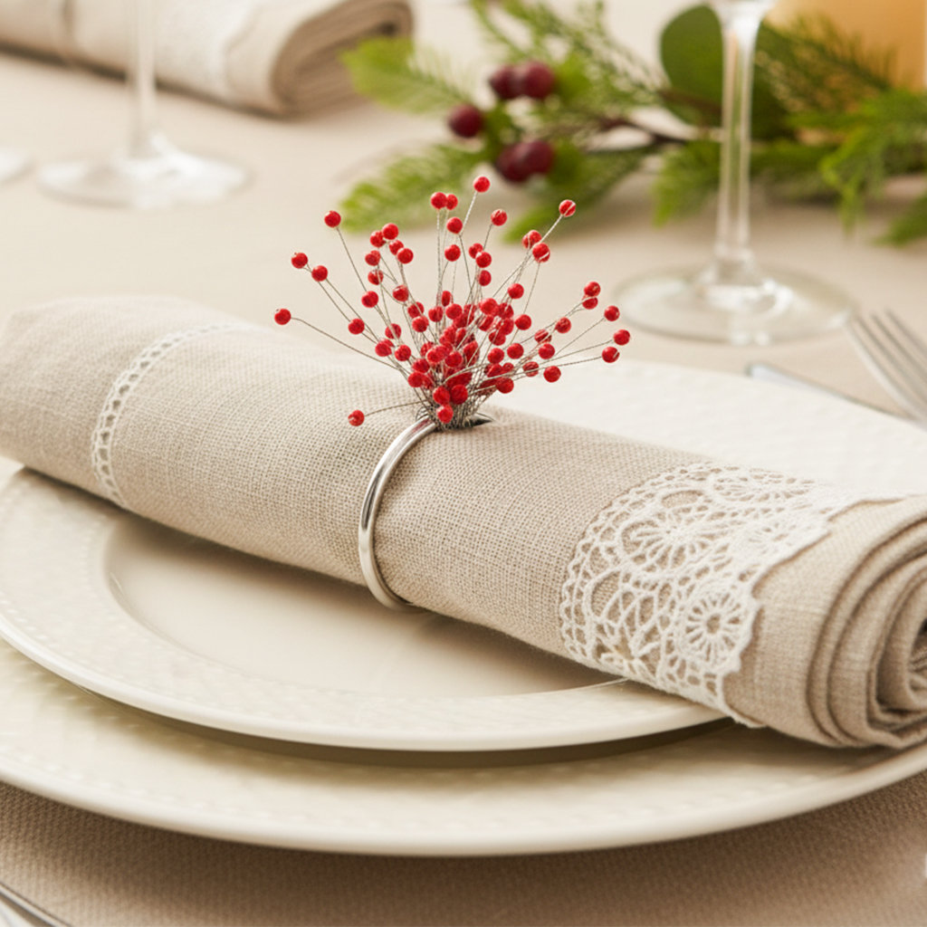 The Holiday Aisle® Ruby Radiance Burst Napkin Rings (Set of 4) | Wayfair