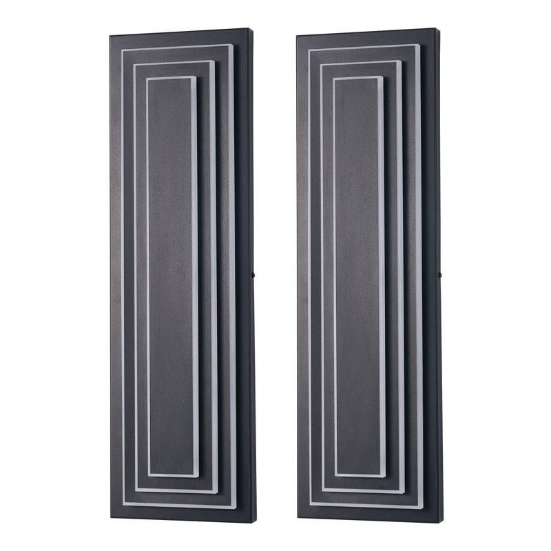 Ensemble de 2 appliques murales d'extérieur à DEL modernes - Luminaires extérieurs imperméables en fer noir pour le porche, le garage et l'entrée principale