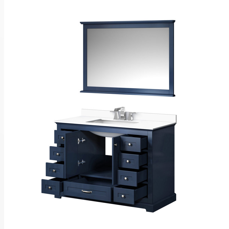 Dukes 48" Single Bathroom Vanity Set, Navy Blue, White Cultured Marble