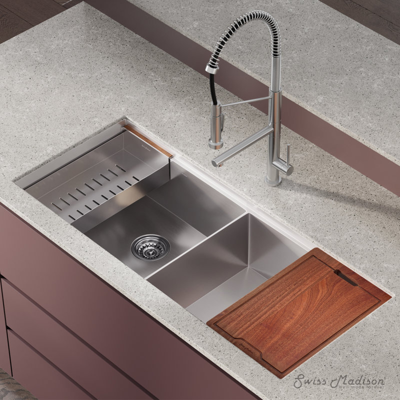 Rivage Basin Undermount Kitchen Workstation Sink, Dual, 45 in x 19 in