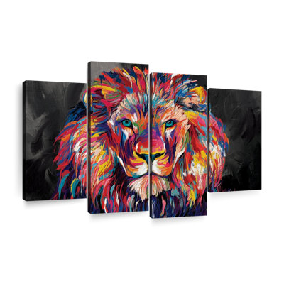«Lion's Gaze», reproduction d'art sur toile multicolore