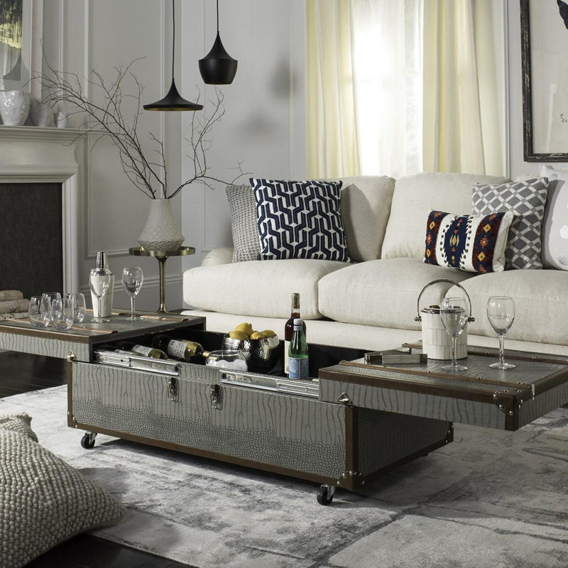 Narooma Wheel Coffee Table with Storage, Grey/Brown