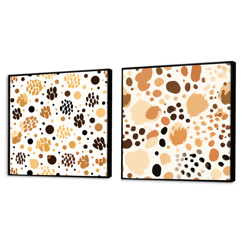 Corinno - Abstract Square Collage Set Of 2, Black Floater Framed, 16" H x 33" W