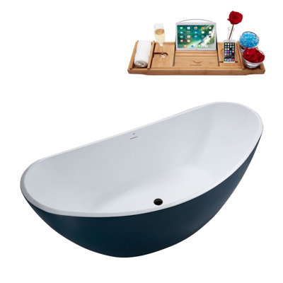 74.8'' x 35.4'' Freestanding Soaking Acrylic Bathtub