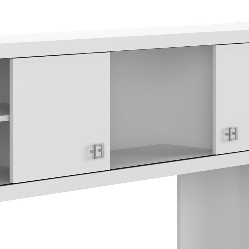 Ensemble de bureau pour ordinateur Echo 2 pièces en forme de L avec huche - Réversible, Blanc pur