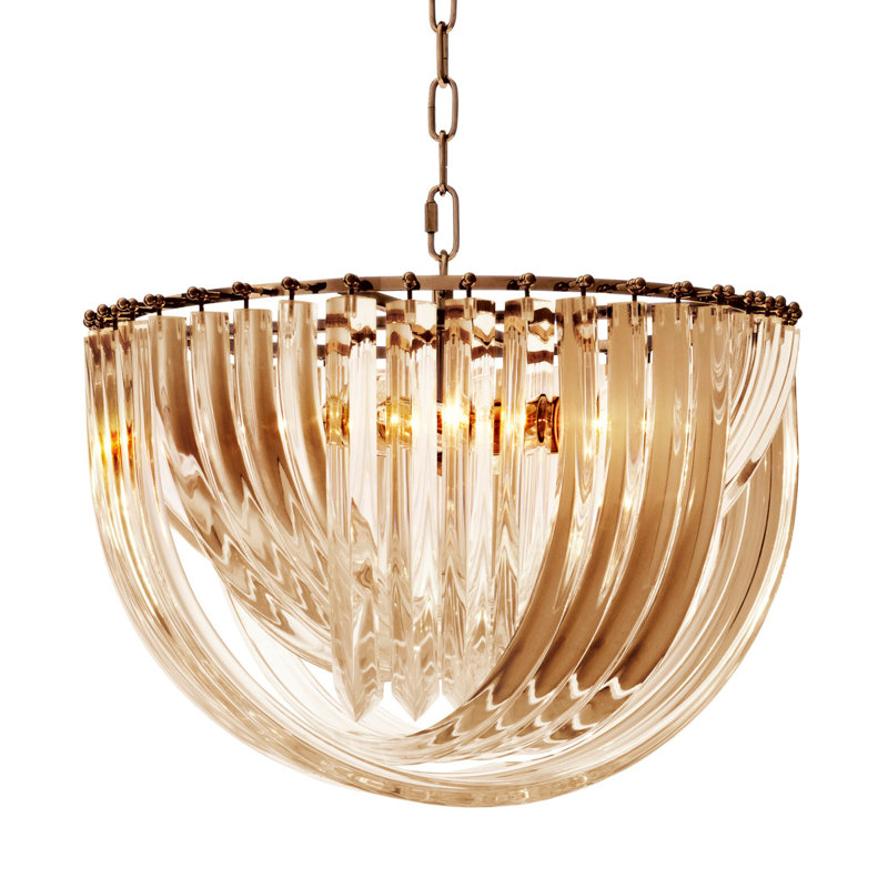 Murano 4 - Light Chandelier, Antique Brass, Clear