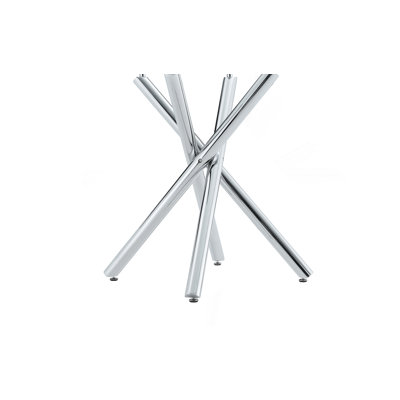 Modern Electroplated Metal Leg Bar Table With Tempered Glass Top, Sturdy Cross-Leg Pub Table For Home Bar, Kitchen Island, Living Room