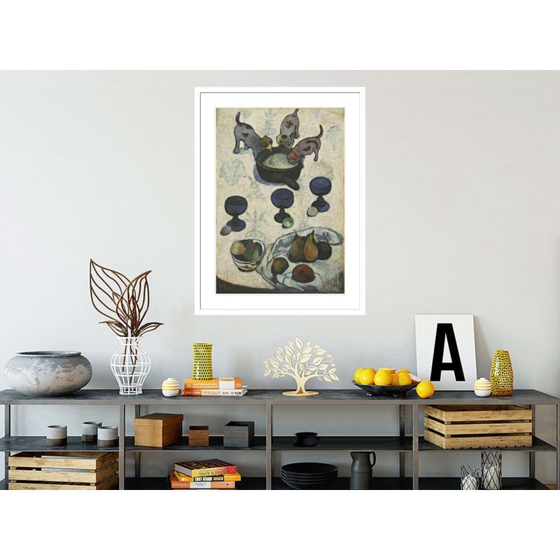 Nature morte avec trois chiots par Paul Gauguin - Estampe numérique encadrée, H 41,5 po x l 30,96 po