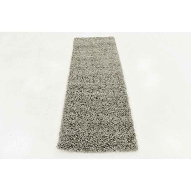 Santosha Cloud Gray Shag Rug, Runner 2' x 8'