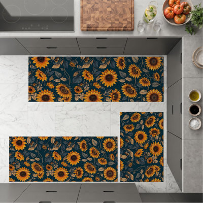 Tapis de cuisine tournesol antidérapant lavable