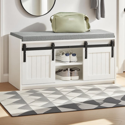 Banc de rangement en bois blanc
