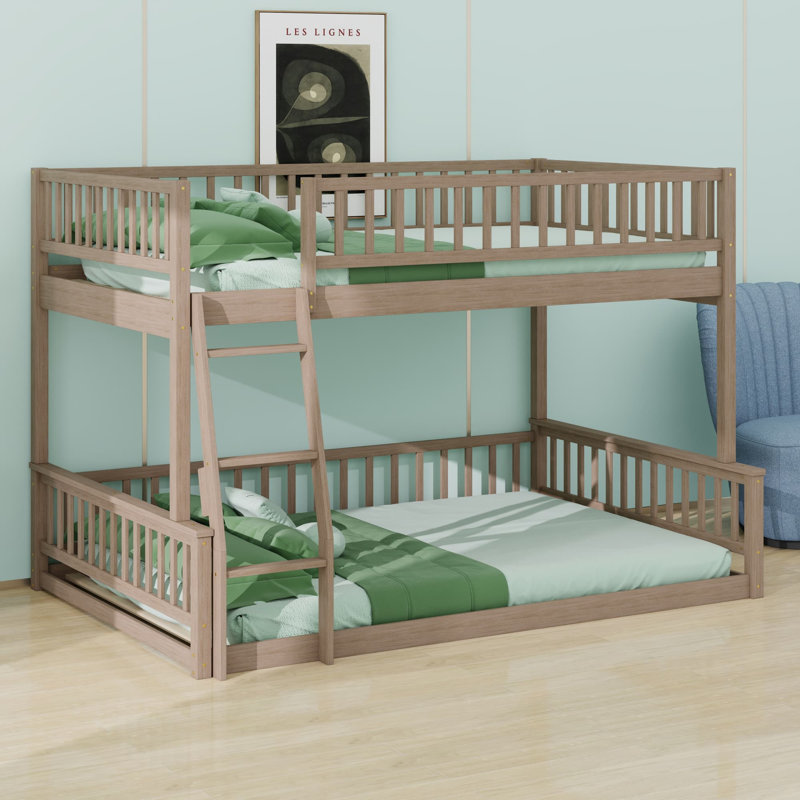 Bunk Bed With Ladder And Guardrails, Walnut