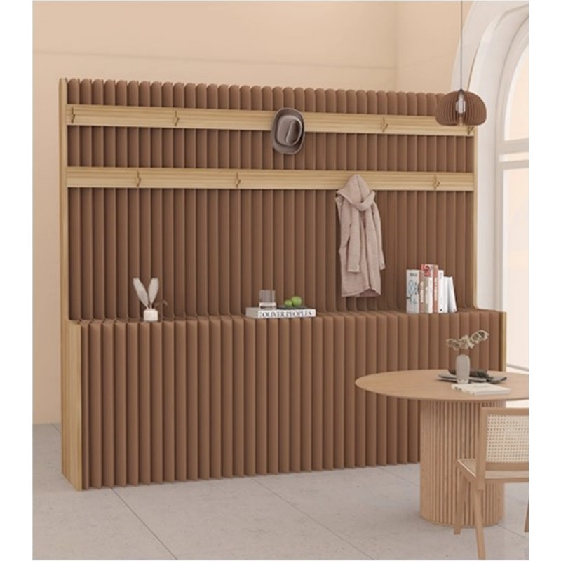 Écran de séparation pliable - Économiseur d'espace d'entrée / salon / salle à manger, Brun
