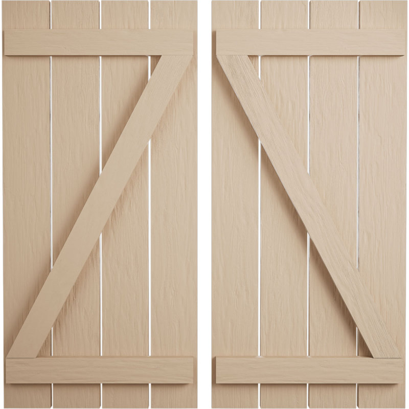 Volets rustiques à quatre planches espacées avec planche en Z (par paire), H 32 po x l 23,5 po x P 1 po, 23"