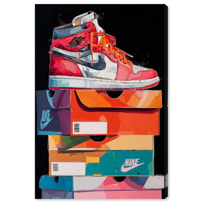 Sneaker on Shoeboxes Retro Decor Canvas Print by Notoriart