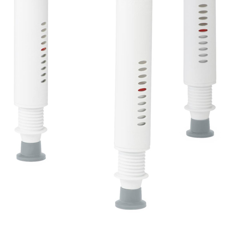 Shower Chair With Backrest And Arms, Adjustable Legs, White Plastic