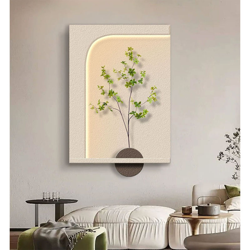 Décoration murale en forme de crème à DEL avec verdure artificielle, H 35,4 po x l 23,6 po x P 1,18 po