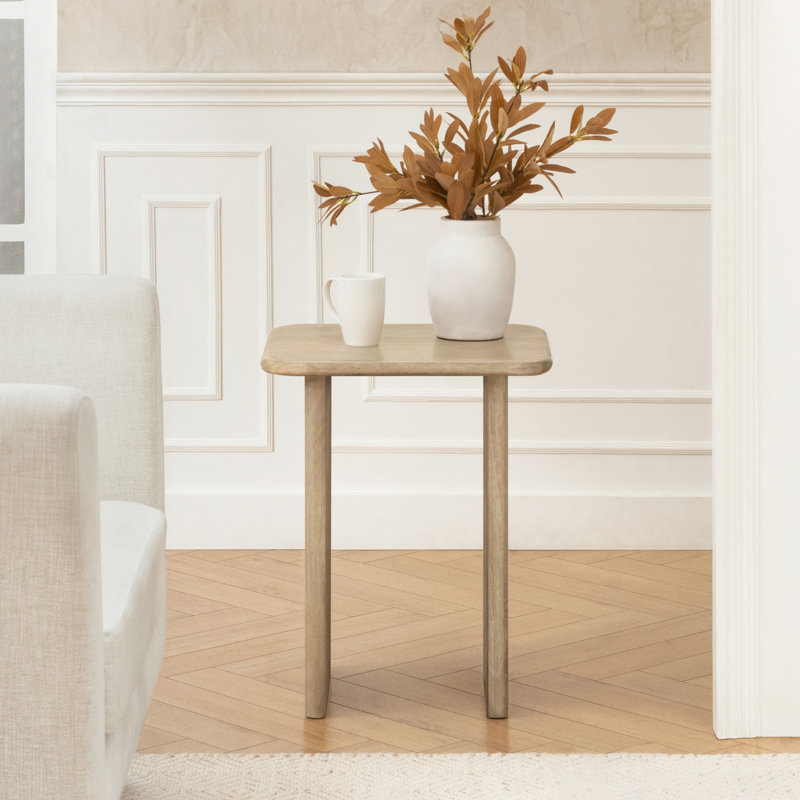Adalhi Solid Wood Sled End Table, Warm Sand