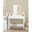 Dressing Table with LED Lights, Adjustable Brightness and Color, Vanity Table with Mirror, Vanity Desk with 2 Drawers and 2 Open Compartments, Modern, 90 cm Desktop, White 