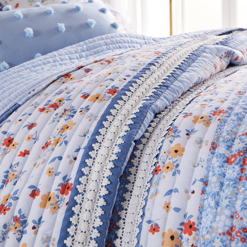 Greenland Home Fashions Betty White 3-Piece Queen Size Quilt Set, 90x90 Inch, Queen Quilt + 2 Standard Shams