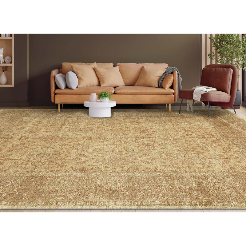 Wool Oriental Area Rug in Beige, Rectangle 12' x 15'