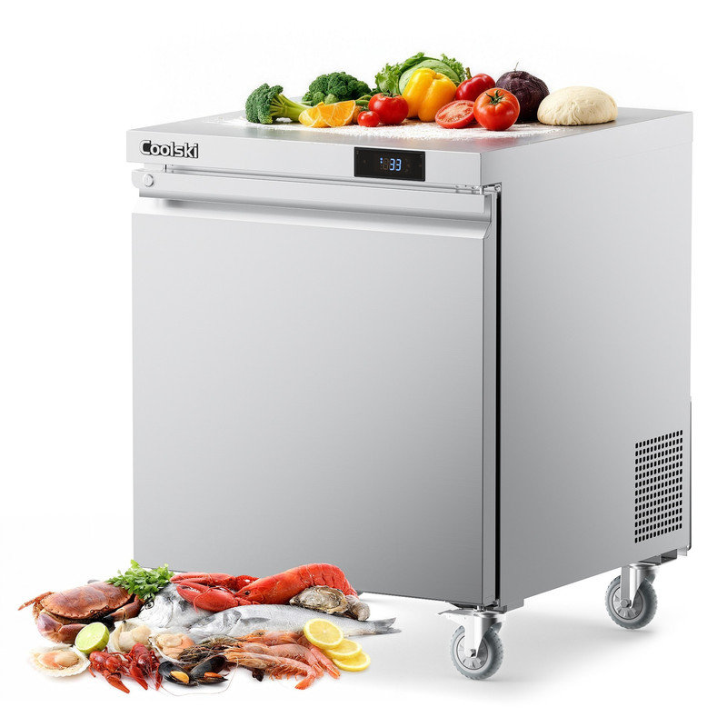 Table de préparation pour sandwich et salade commerciale sous le comptoir de 27 po Coolski, 7,5 pi³ Station de préparation des aliments en acier inoxydable