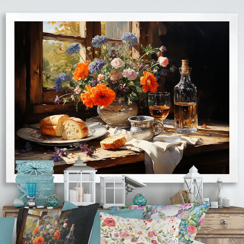 Banquet rustique en France, Cadre simple blanc, H 16 po x l 32 po x P 1 po