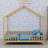 House Shape Toddler Bed with Canopy, High Railings,and Low Montessori Floor Frame-201081052-201081054