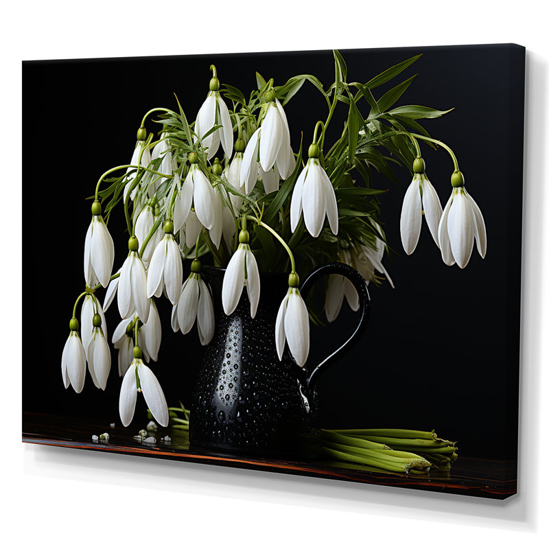 «Minimalims Snowdrops Still Life» sur toile, H 30 po x l 40 po x P 1,5 po, Toile tendue