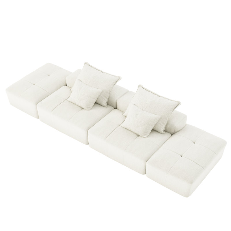 Modern Oversized Modular Sectional Sofa With 2 Ottoman And 2 Seat,Sparkling Chenille Fabric Soft Cushion Sofa With 4 Pillows,4 PCS DIY Combination Tufted Sofa,No Assembly Required