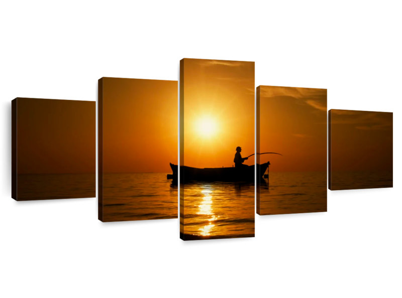 Pêche au coucher du soleil