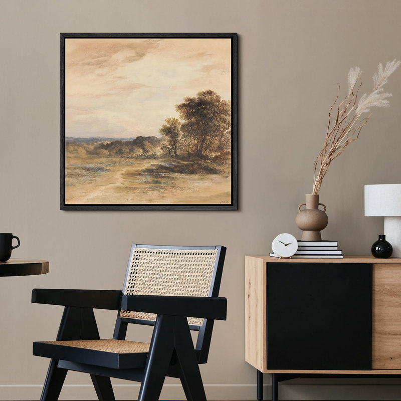 Tranquil Pastoral Scene Soft, reproduction d'art sur toile, Noir, H 24 po x l 24 po