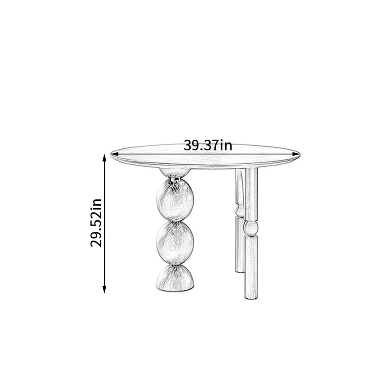 Table basse ronde en bois massif noir, H 29,52 po x L 39,37 po x l 39,37 po