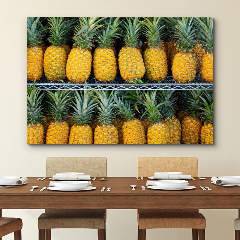 Fruits " Tropical Island Vibrant Bright Pineapples ", 12" H x 18" W