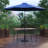 Saville Black Steel Framed 30" x 48" Faux Teak Patio Table-Tan 9FT Patio Umbrella-Base-531071361
