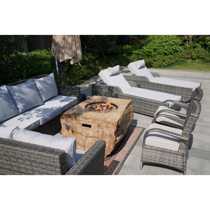 10 - Person Patio Conversation Set with Cushions, Gray