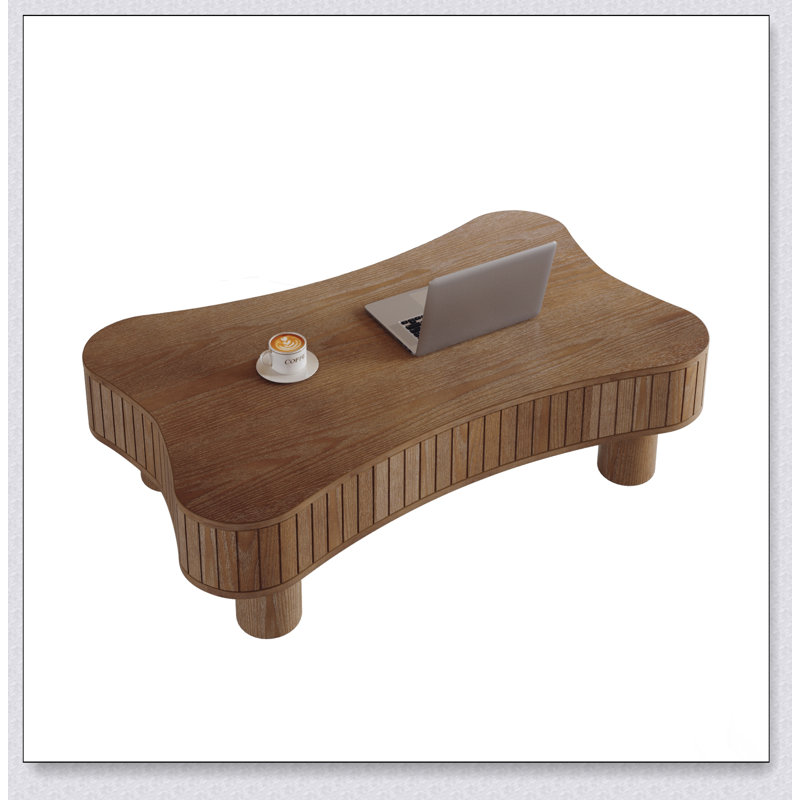 Table basse à plateau relevable avec panneaux cannelés, rangement caché, système de levage hydraulique silencieux et coins de sécurité courbés pour les salons modernes