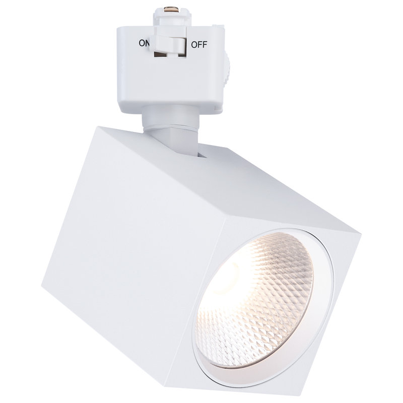 8 Watt LED Track Head 2700K/3000K/3500K/4000K/5000K CCT Selectable Dim to Warm J Style 48 Degree Beam Angle 120 Volt White Square