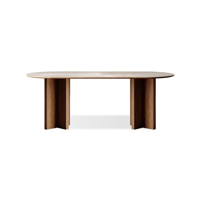 Modern Nut-Brown Oval Solid Wood Dining Table