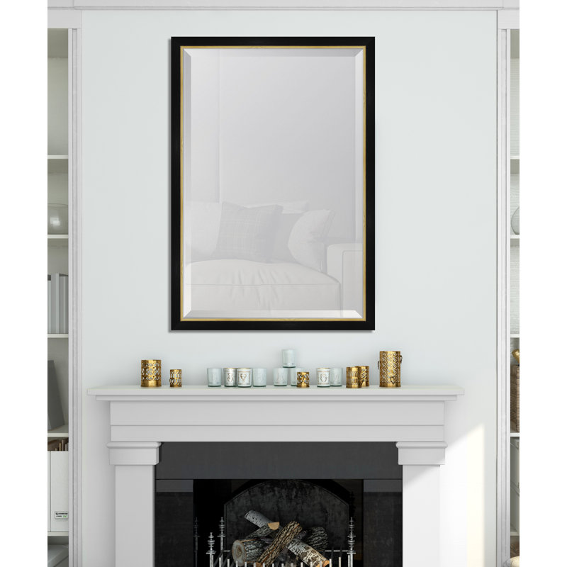 Agaran Flat Wall Mirror, Black/Gold