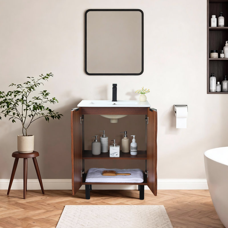 Meuble-lavabo simple 36 po avec plateau en céramique, 24"