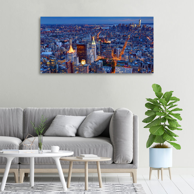 Manhattan By Night - Wrapped Canvas Print