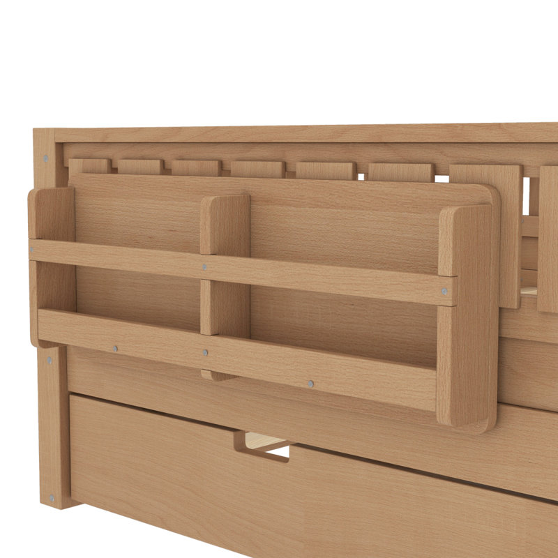Avec tablettes intégrées et petit escalier, rails de sécurité de haute qualité et lit gigogne, Naturel, Lit double