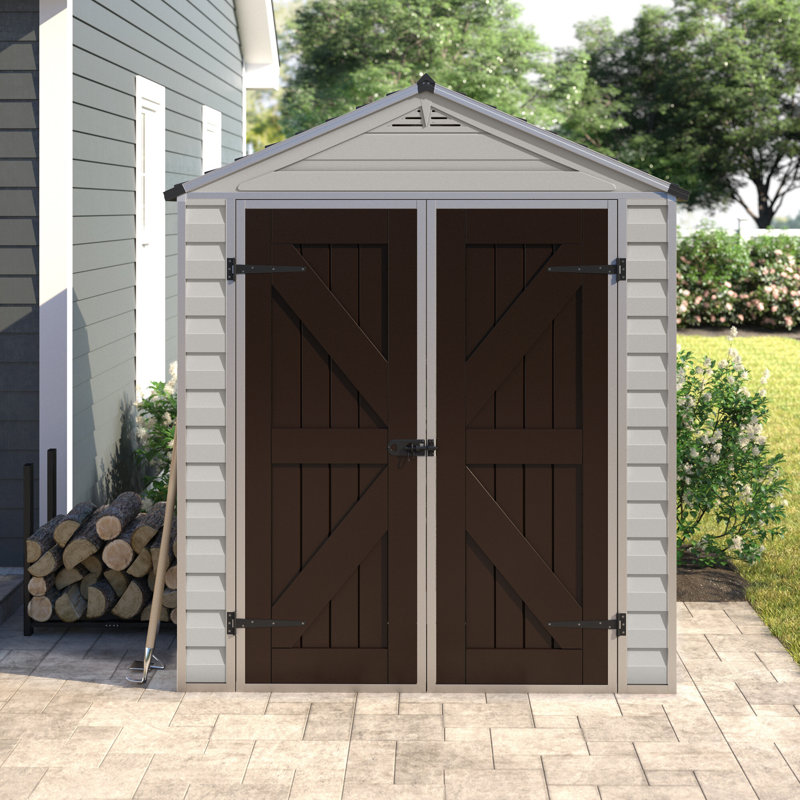 Palram - Canopia Skylight 6 Ft. W x 7.5 Ft. D Polycarbonate Storage Shed, Tan