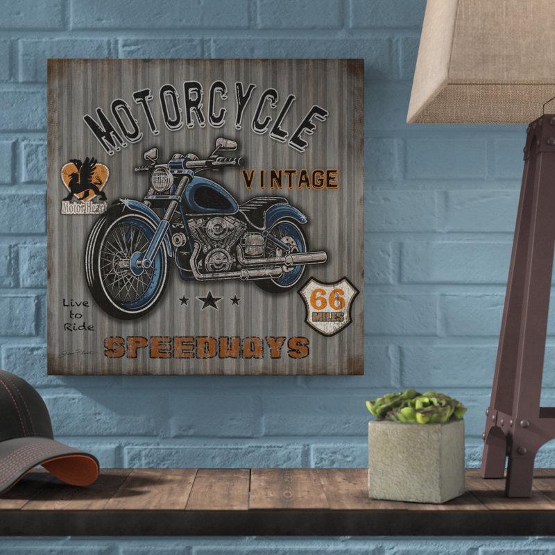 « motocyclette speedway 2 », publicité sur toile tendue, H 14 po x l 14 po