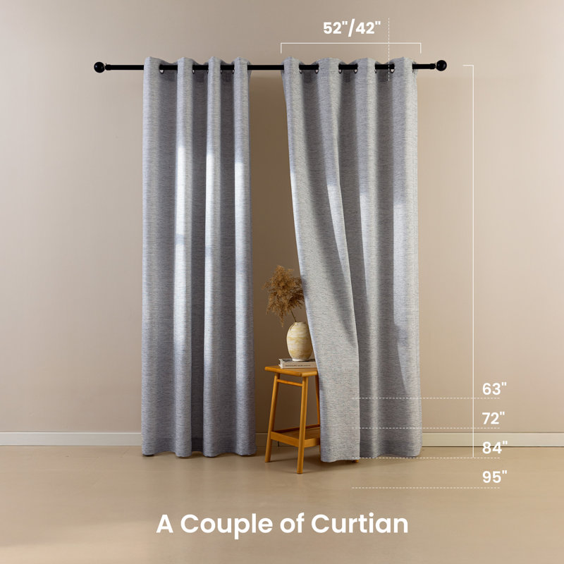  Blackout Curtains With Lining(Set of 2), 42" W x 84" L, Gray