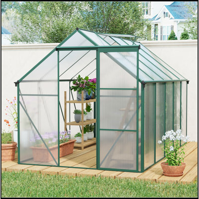 6X10FT Polycarbonate Greenhouse Raised Base And Anchor Aluminum Heavy Duty Walk-In Greenhouses For Outdoor Backyard In All Season